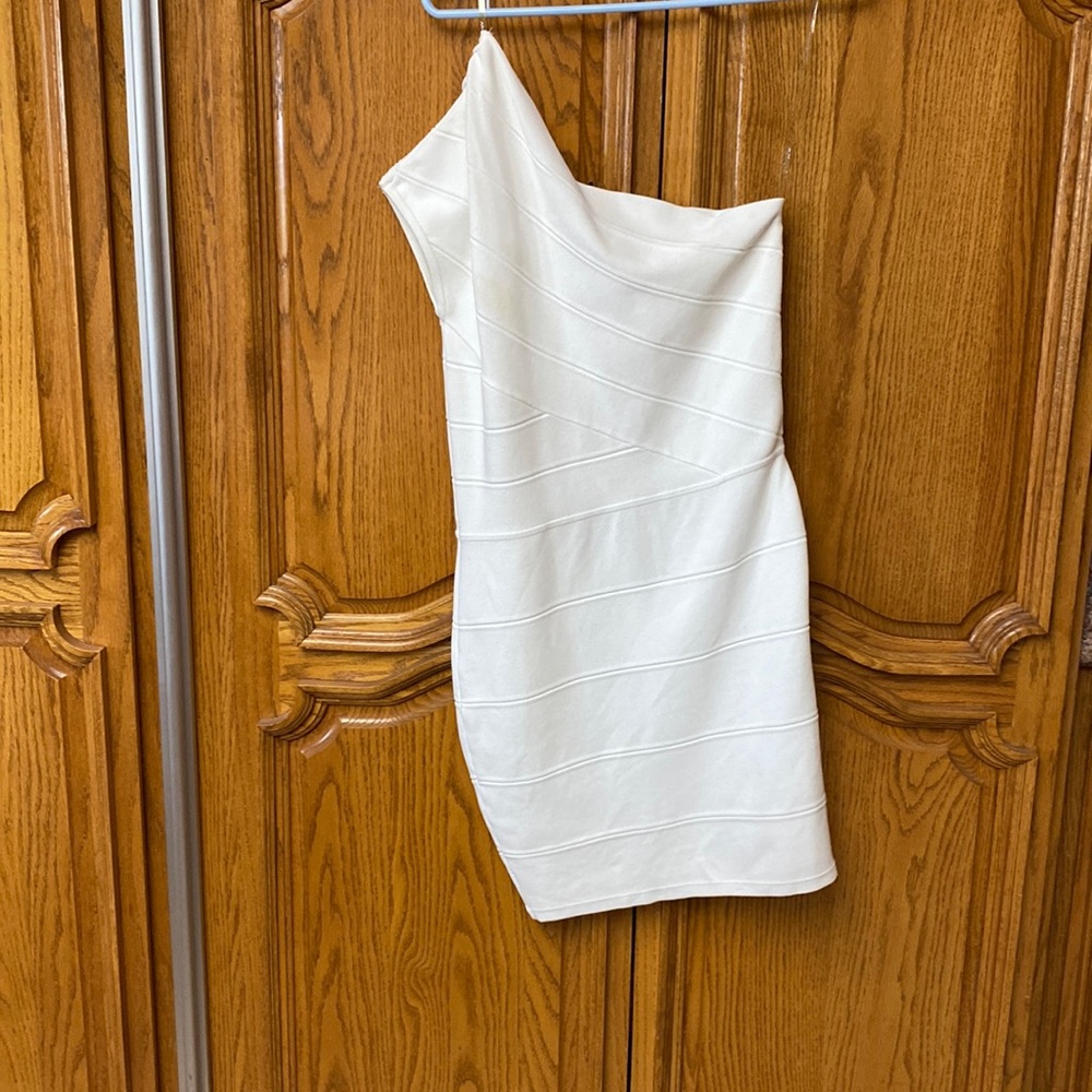 Guess by Marciano sexy bright white bandage dress sz-L Side exposed zipper